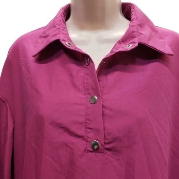 Shein Lantern Sleeve Asymmetrical Ruffle Hem Half Button Placket Dress - Picture 8 of 14